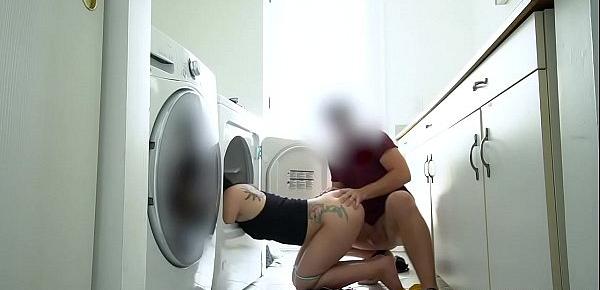  Stepsis gets fuck by her stepbro while doing the laundry!
